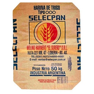 Saco valvulado de grado alimenticio (capacidad ≥25kg)